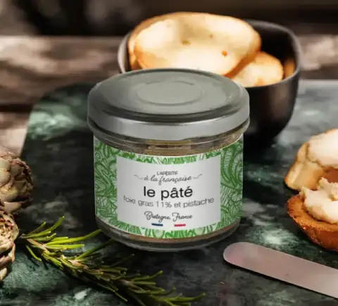 Pâté Breton foie gras pistaches en petite verrine