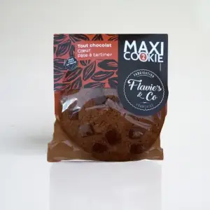 Maxi cookie tout chocolat et cœur pâte à tartiner