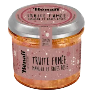 Recette festive truite fumée mangue et baies roses (hénaff sélection)