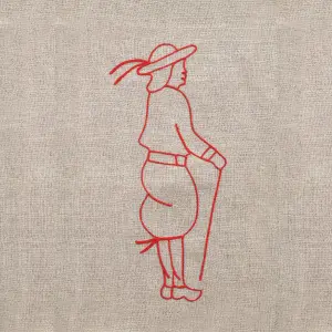 Torchon brodé uni breton lin