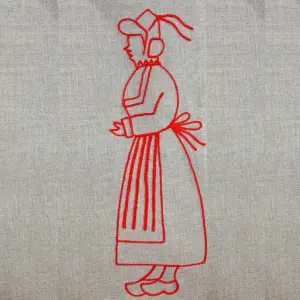 Torchon brodé uni bretonne lin