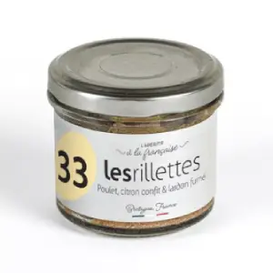 Rillettes de poulet citron confits et lardon