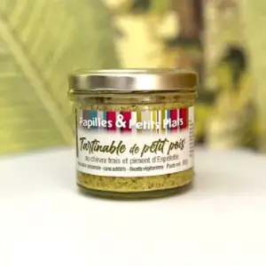 Tartinable de petit pois au chèvre frais et piment d’espelette